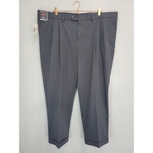 Travel Smart Roundtree & Yorke Big Man Gray Pleated‎ Classic Fit Cuffed Pants
